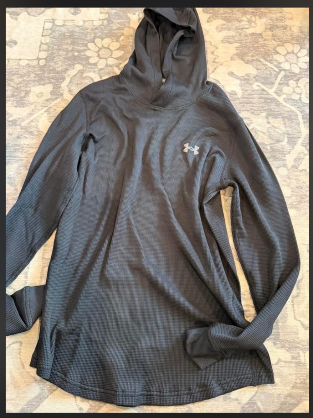 NWT Under Armour Black Waffle Knit Hooded Pullover